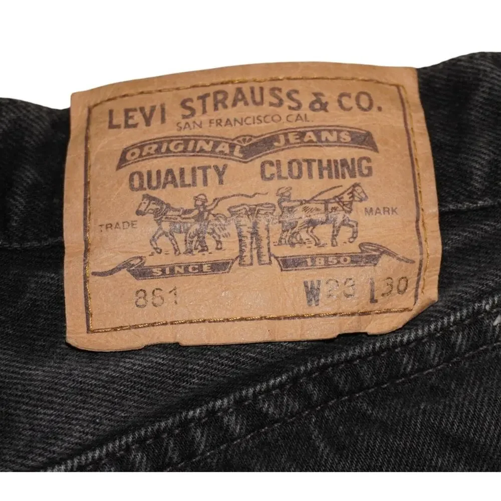 Vintage Levi's 851 Black Cutoff Shorts Made USA Orange Tab Frayed Raw Hem W28